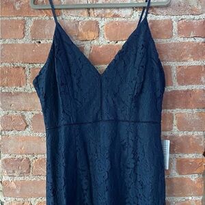 NWT ASTR THE LABEL Elegant Navy Lace Slip Dress w/Spaghetti Straps, Lined